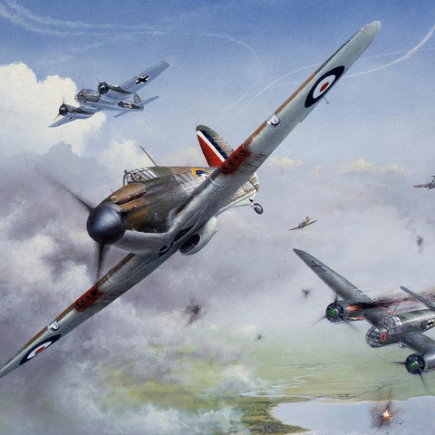 Image of Hawker Hurricane Battle of Britain Piece of Cake by Peter Randall Kent Signed limited edition military art print A20 Aviation Art close up