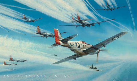 Image of P51 Mustang Robert Taylor Jet Hunters limited edition ww2 military aviation art print A20 aviation art full view