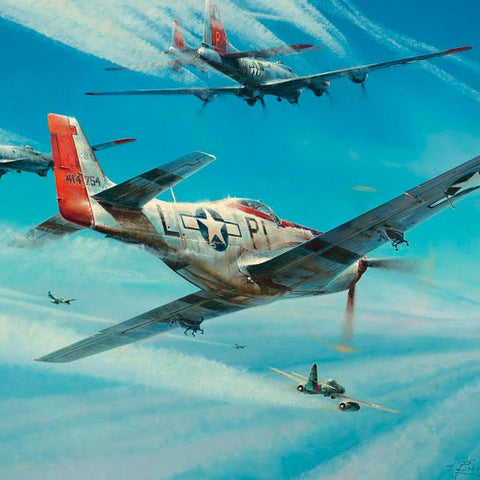 Image of P51 Mustang Robert Taylor Jet Hunters limited edition ww2 military aviation art print A20 aviation art close up