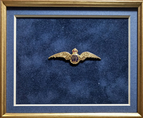 Image of Supermarine Spitfire by Roy Cross Military Aviation Art Print WW2 with RAF brooch close up A20 Aviation Art 