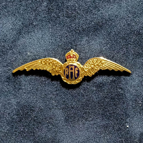 Image of Supermarine Spitfire by Roy Cross Military Aviation Art Print WW2 with RAF brooch close up full A20 Aviation Art