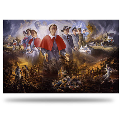 Image of Serving Humanity by Brian Wood Australian Military Nursing Signed Art Print WW2 WW1 A20 aviation Art