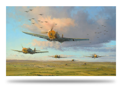Image of Robert Taylor Messerschmitt Bf109 Battle Of Britain WW2 Collectible Military Aviation Art Print Hardest Days A20 Aviation Art