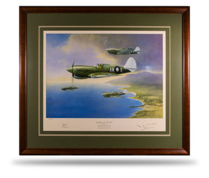 RAAF P40 Kittyhawk Aviation Art Print Looking For Trouble Peter Randall Kent Sir John Gorton A20 Aviation Art
