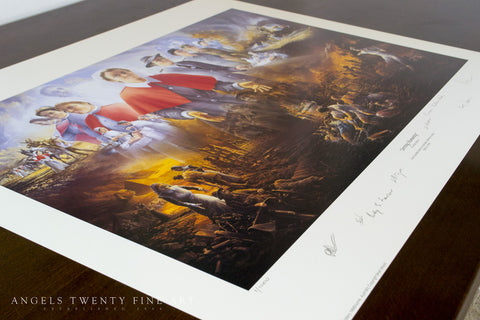 Image of Serving Humanity by Brian Wood Australian Military Nursing Signed Art Print WW2 WW1 A20 aviation Art side view